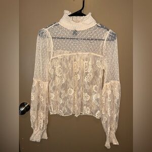 Forever 21 Cream Lace Sheer Blouse